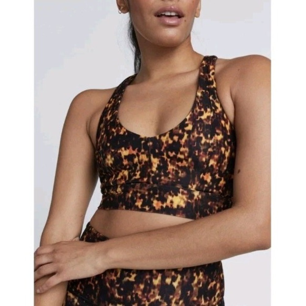 NEW WeWoreWhat TORTOISE SHELL Lydia Print Top‎ Sport Bra Yoga XS Active